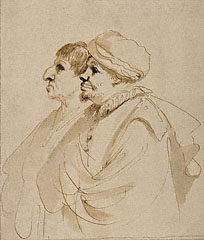 Caricature of Two Men Seen in Profile / Guercino