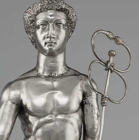 Mercury (detail), Roman, A.D. 175-225; silver and gold 