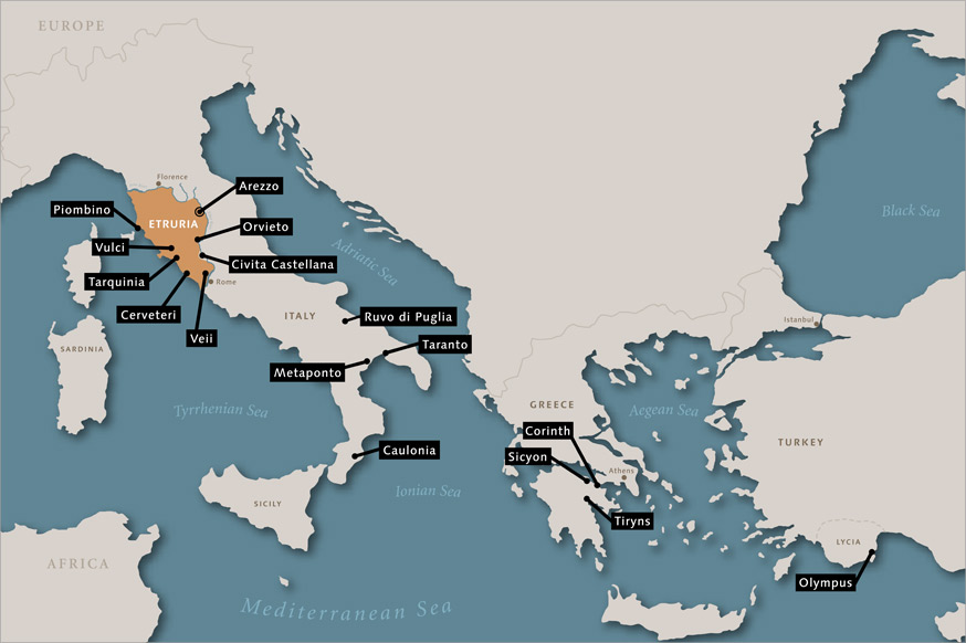 Map of Etruria and the ancient Mediterranean