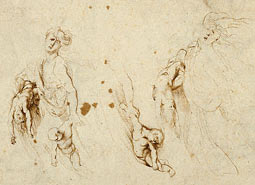 Three Sketches for Medea and Her Children / Rubens