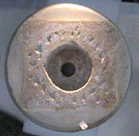Close-up of the Commodus's socle showing area of weathered stone