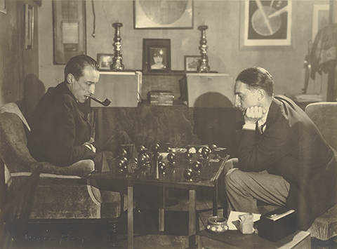 Marcel Duchamp and Raoul de Roussy de Sales Playing Chess, 1925, Man Ray (Emmanuel Radnitsky), gelatin silver print. The J. Paul Getty Museum. © Man Ray Trust ARS-ADAGP