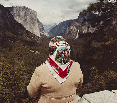 Woman with Scarf at Inspiration Point, Yosemite National Park, 1980, Roger Minick, chromogenic print. The J. Paul Getty Museum. © Roger Minick