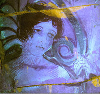View of the lekythos in ultraviolet (UV) light, revealing details invisible in natural light