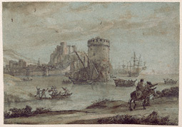 Figures in a Landscape before a Harbor / Claude