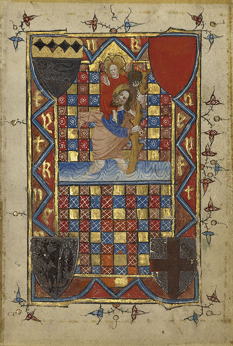 Saint Christopher, book of hours, England, late 1300s. Collection of Robert McCarthy