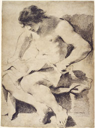 Study of a Seated Young Man / Guercino