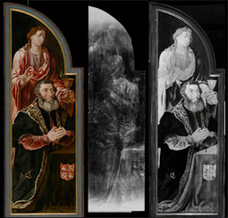 X-ray and infrared and natural light views of the left panel of Ecce Homo / Heemskerck