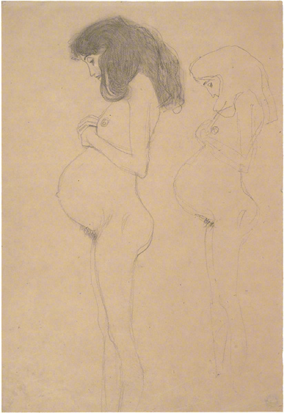 Pregnant Female Nude in Profile / Klimt