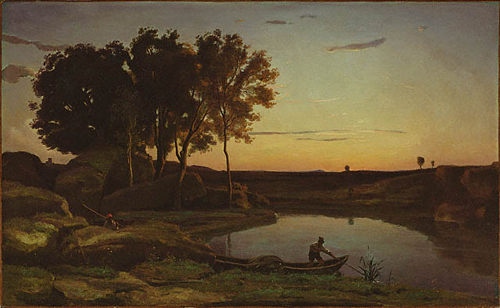 Landscape with Boat and Boatman / Corot