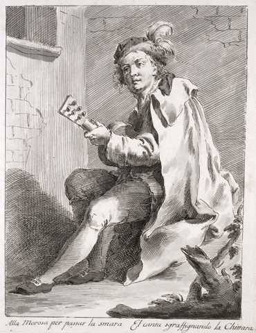 A Seated Man Playing a Guitar / Novelli