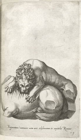1585 image showing the Lion Attacking a Horse in its fragmentary state