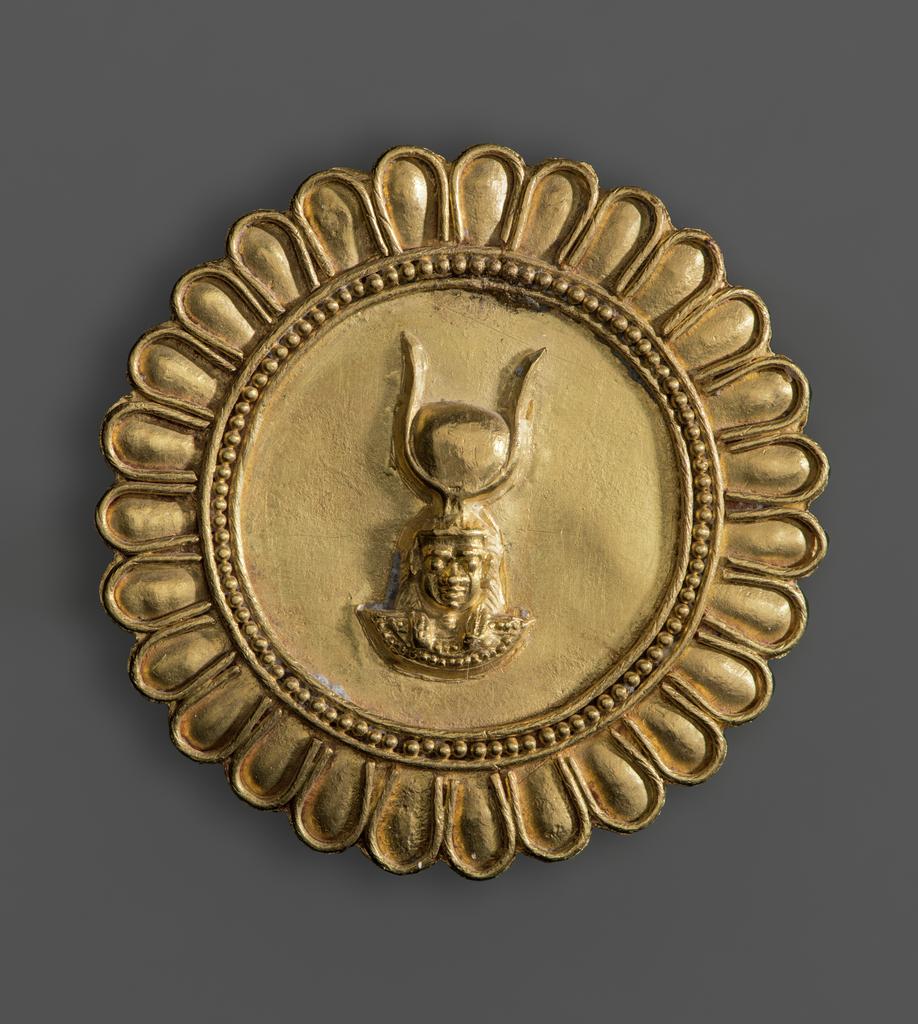 Earring with a Head of Hathor, Nubian, 90 BC–AD 50. Gold with enamel. Museum of Fine Arts, Boston. Harvard University-Boston Museum of Fine Arts Expedition. Photograph © Museum of Fine Arts, Boston