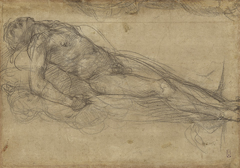 Dead Christ, about 1517-18, Pontormo (Jacopo Carrucci); black and white chalk. The J. Paul Getty Museum