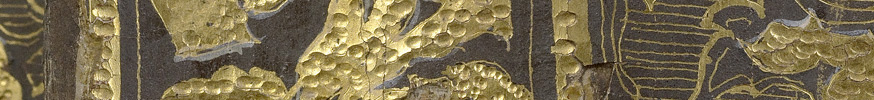 Detail of estofado on the robe of Saint Gines de la Jara