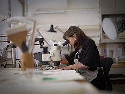 Getty Conservator Nancy Yocco in the Paper Conservation Lab