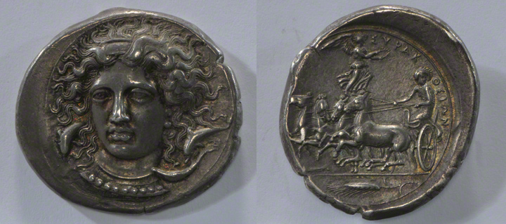 Coin with a Head of Arethousa and a Quadriga / Kimon
