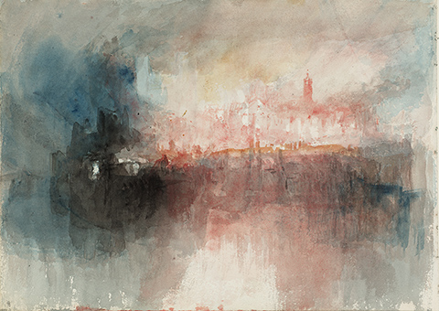 Study of a Fire at the Grand Storehouse of the Tower of London / JMW Turner