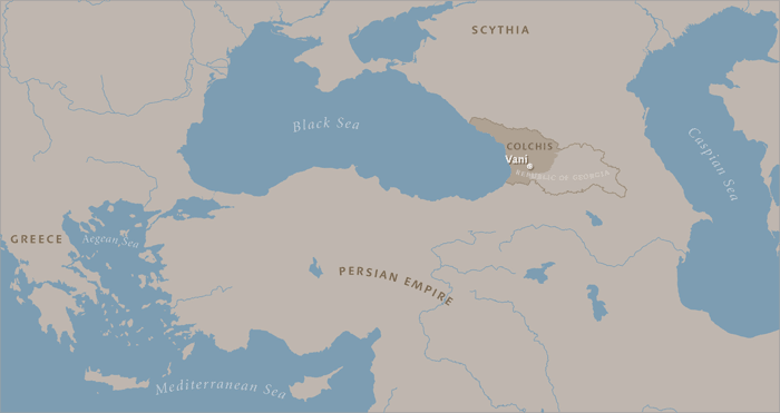 Map of the ancient Mediterranean showing the location of the kingdom of Colchis