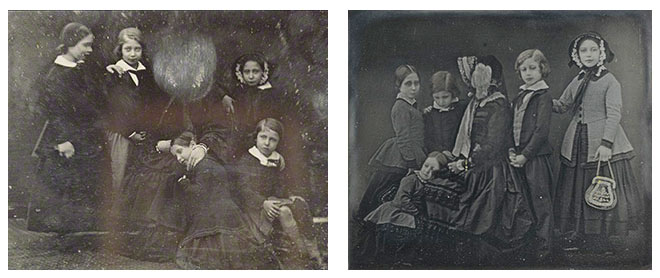 Two images of Queen Victoria and her children