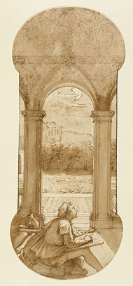 Taddeo Copying Raphael's Frescoes / F. Zuccaro