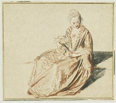 Seated Woman with a Fan / Watteau