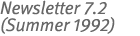Newsletter 7.2 (Summer 1992)