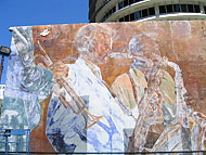 detail of wall mural, Hollywood Jazz: 1945-1972