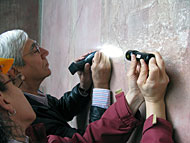 collecting wall painting samples