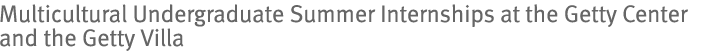 Multicultural Undergraduate Summer Internships at the Getty 