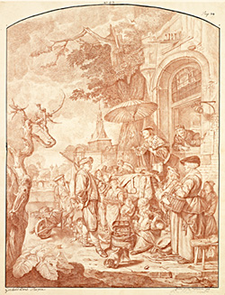 Jean-Victor Frédou de la Bretonnière's drawing after the painting The Quack Doctor by Gerrit Dou