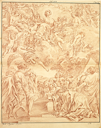 Georg Metellus' drawing after the painting Assumption of the Virgin by Carlo Cignani