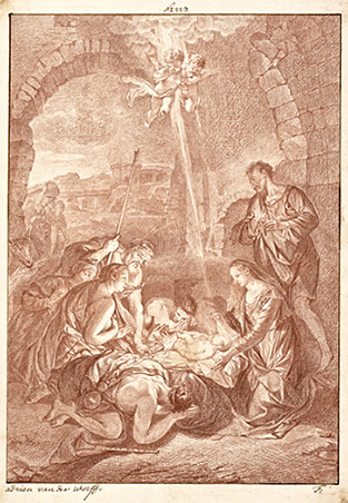 Jean-Victor Frédou de la Bretonnière's drawing after the painting Nativity by Adriaen van der Werff