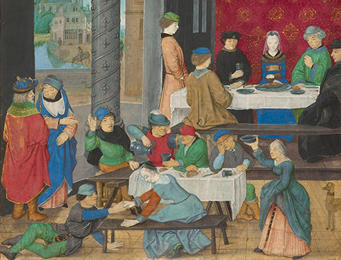 related exhibition banner: Eat, Drink, and Be Merry: Food in the Middle Ages and Renaissance, also at the Getty Center