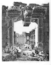 Cassas/Keystone of Temple of Bacchus, Baalbek, Lebanon