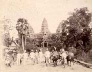 Basset/Monument at Angkor, Cambodia, with French expedition members
