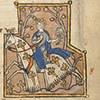 Prince of May hawking on caparisoned horse, Montebourg Psalter