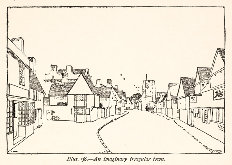 Illustration of an imaginary irregular town / Unwin