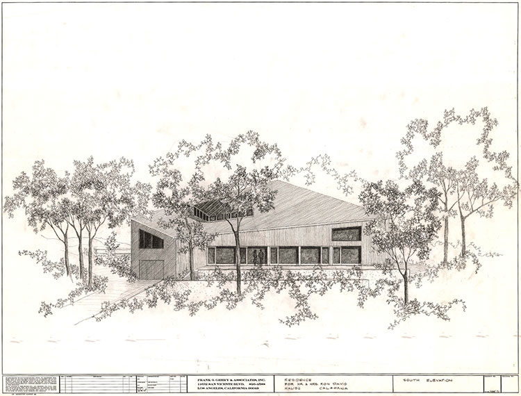 Plans for Ron Davis House, south elevation / Gehry