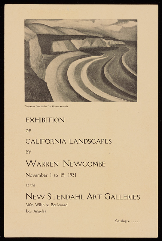 Stendahl Art Galleries exhibition brochure: Exhibition of California Landscapes by Warren Newcombe 