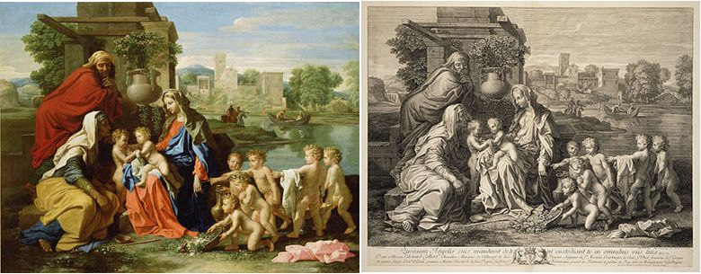 left: Holy Family / Poussin, right: Holy Family / Baudet