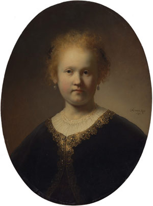 Girl Wearing a Gold-Trimmed Cloak / Rembrandt
