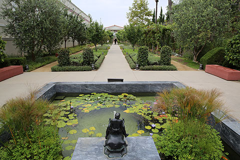 The Villa's gardens include herbs and shrubs inspired by those grown in ancient Roman homes for food and ceremony.