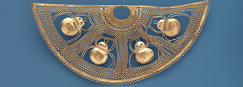 Nose Ornament with Spiders, Salinar culture, 1st century BCE-2nd century CE. Gold. The Metropolitan Museum of Art, The Michael C. Rockefeller Memorial Collection, Bequest of Nelson A. Rockefeller, 1979 (1979.206.1172) Pacific Standard Time: LA/LA