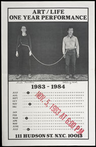 Poster from Art/Life One Year Performance 19831984 / Hsieh and Montano