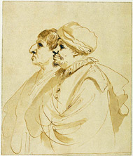 Caricature of Two Men in Profile / Guercino