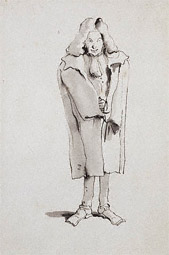 Caricature of a Man Wearing an Overcoat / G. B. Tiepolo,