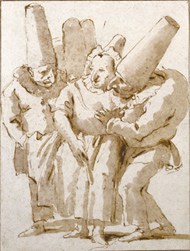 Punchinellos Approaching Woman / Tiepolo