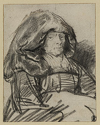 Old Woman with a Large Headdress / Rembrandt