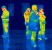Infrared thermographs of visitors in a museum (photo: B. Ankersmit)